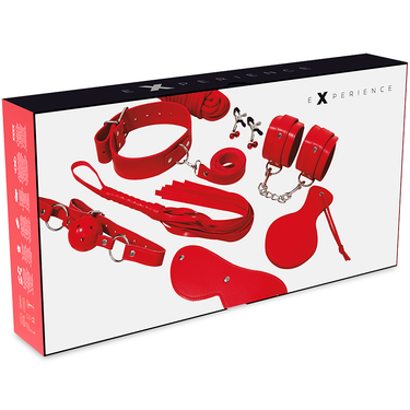 Set BDSM in Pelle Sintetica Nero con 8 Accessori per Principianti